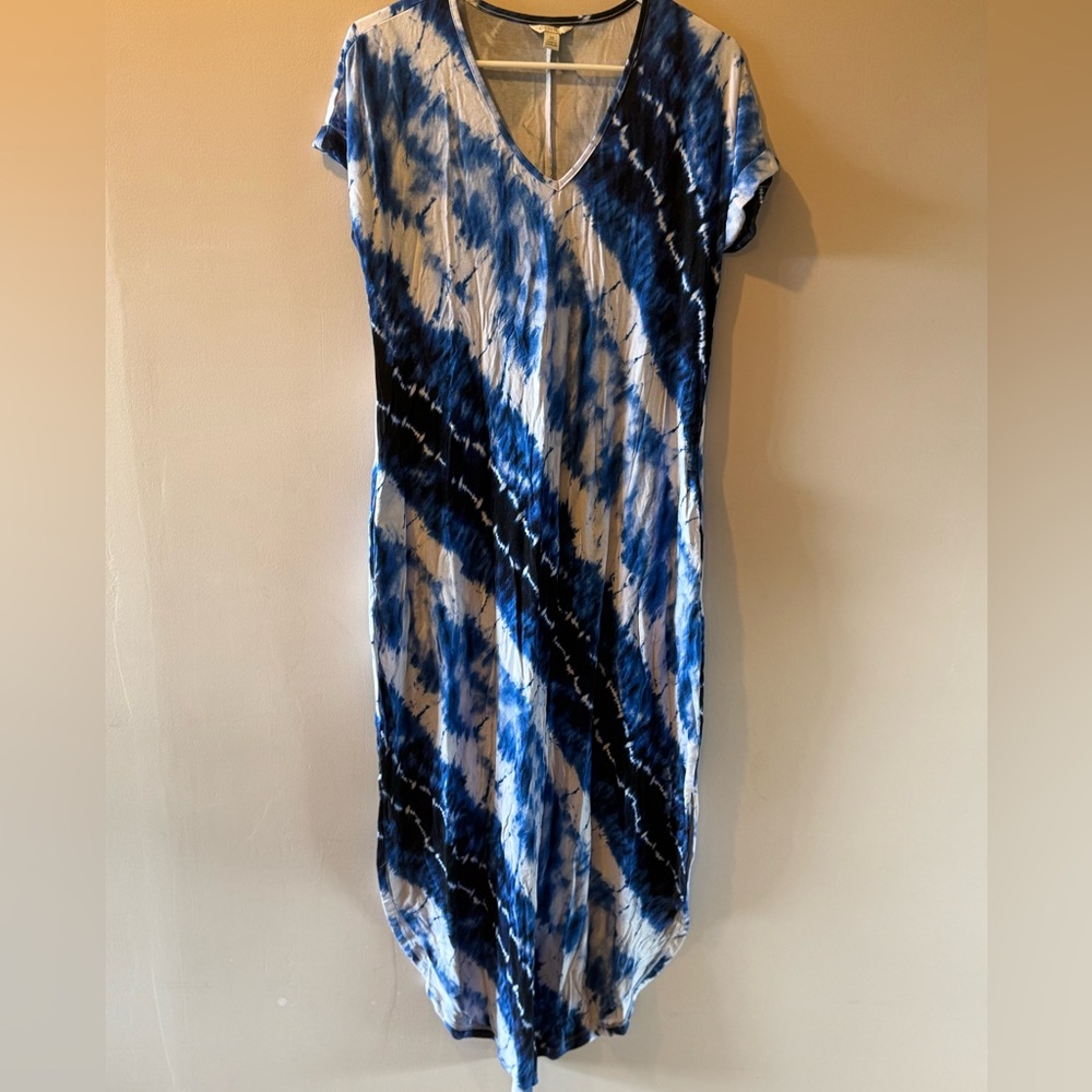 Cato Blue and White Tie-Dye Dress